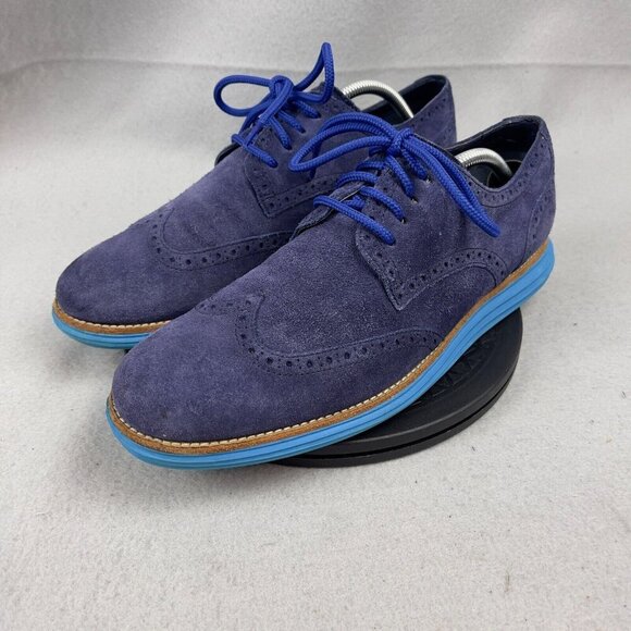 Cole Haan Other - Cole Haan Lunargrand Blue Suede Wingtip Derby Dress Shoes Size 10.5